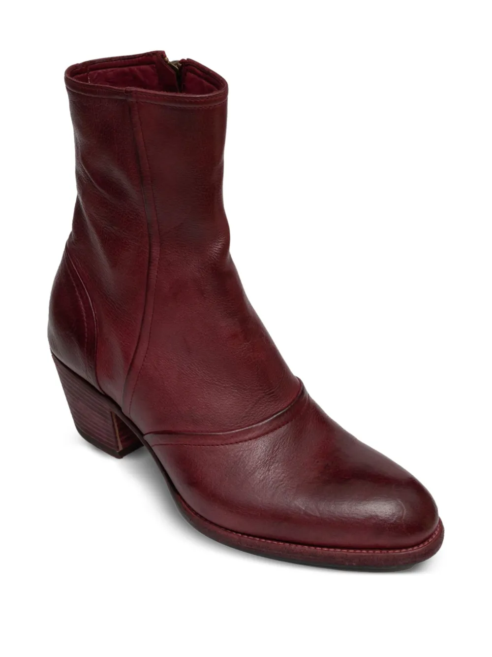 PAUL SILENCE zip-detail leather boots Red