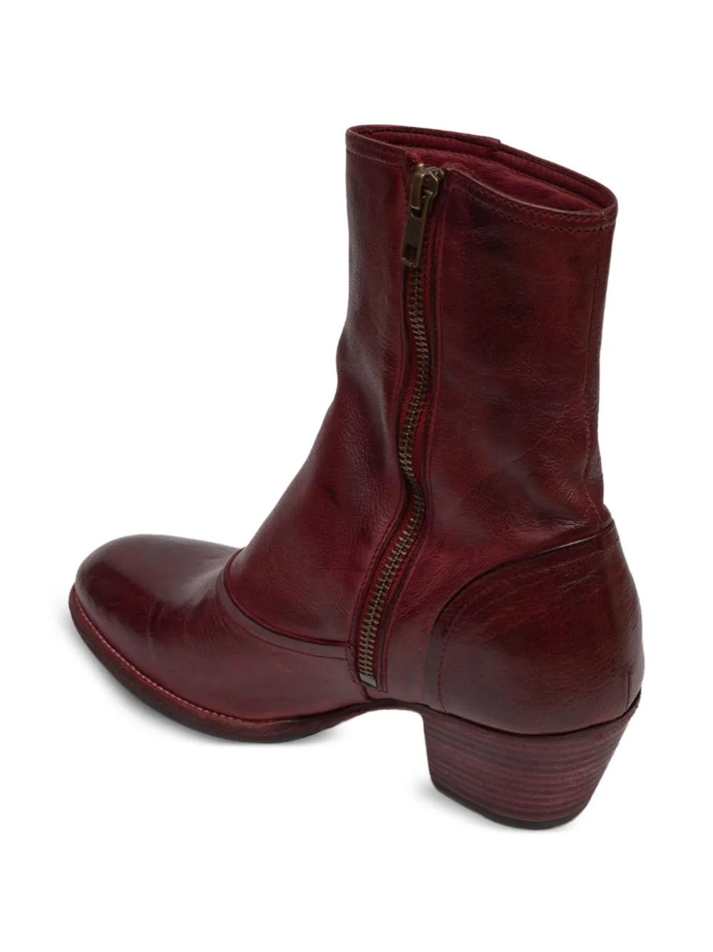 PAUL SILENCE zip-detail leather boots Red
