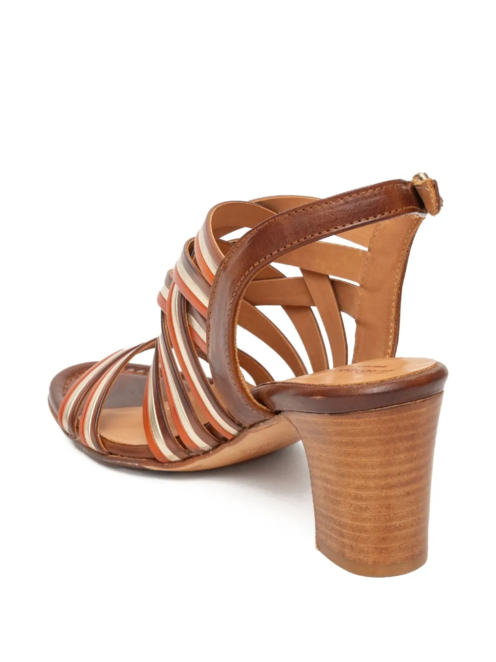 LA BOTTEGA DI LISA 65 mm leren sandalen met geweven bandje Bruin