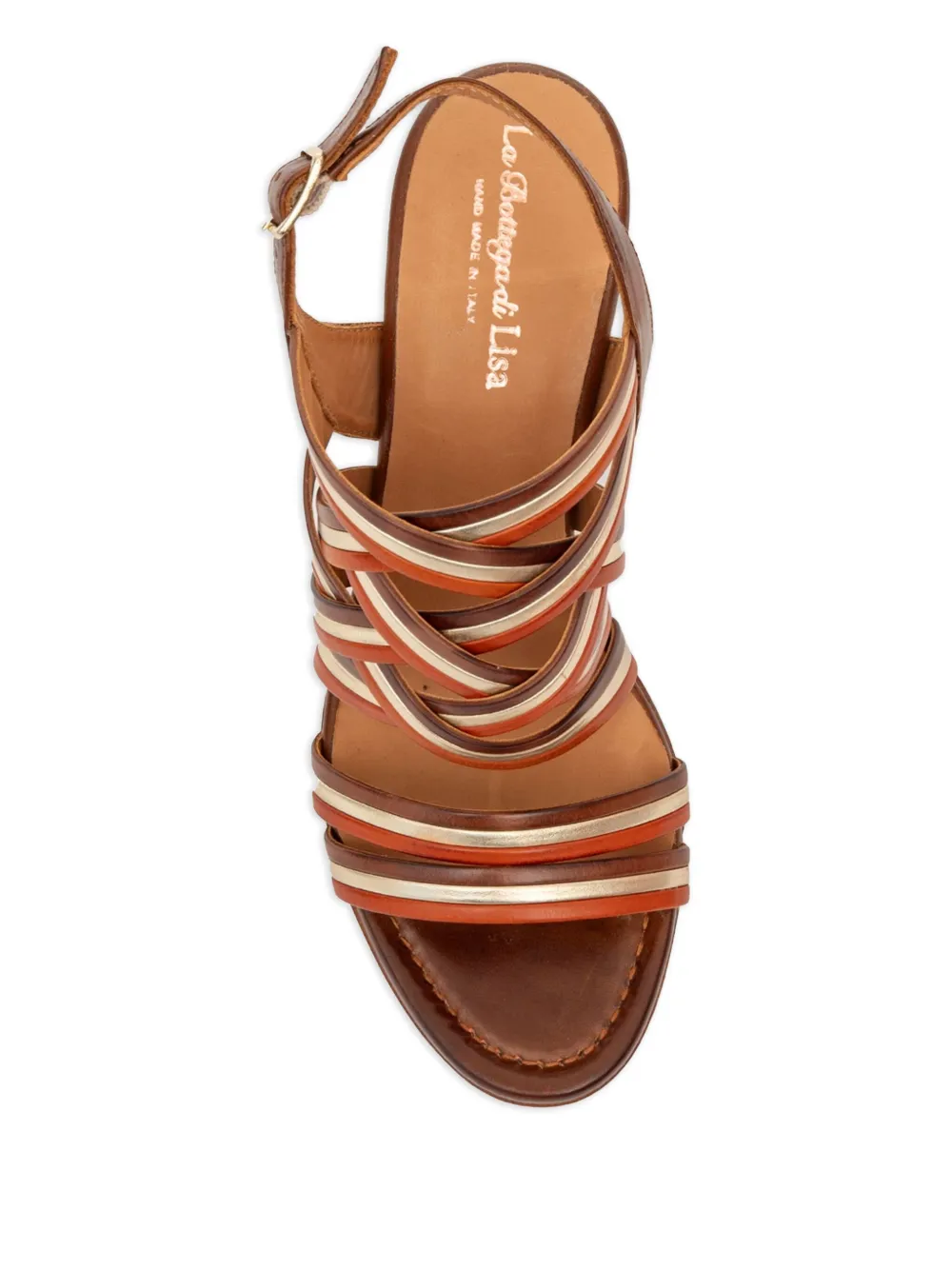 LA BOTTEGA DI LISA 65 mm leren sandalen met geweven bandje Bruin