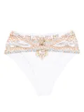 Camilla embellished high-waist bikini bottom - White