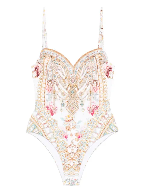 Camilla sweetheart-neck embellished swimsuit 