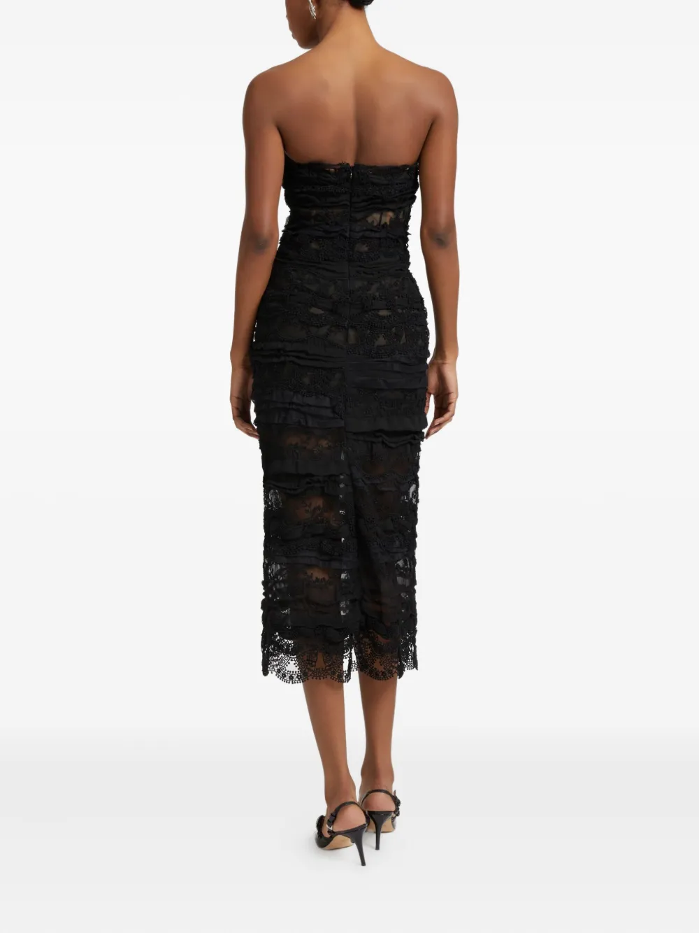 Ermanno Scervino Crystal-embellished Ruffled Midi Dress In Black