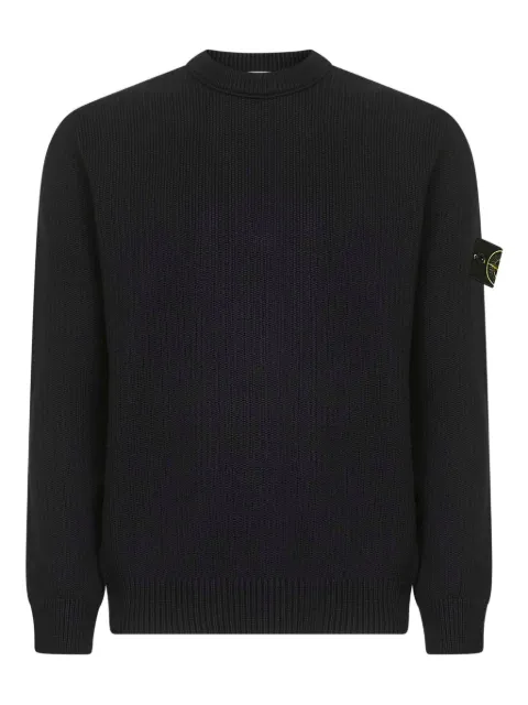 Stone Island suéter de canalé con cuello redondo