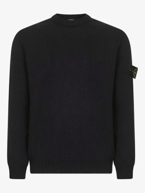 Stone Island suéter de canalé con cuello redondo