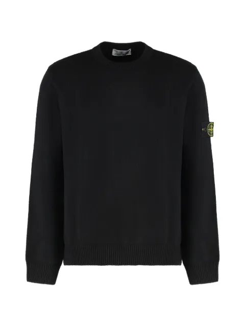 Stone Island ribbet sweater med rund hals