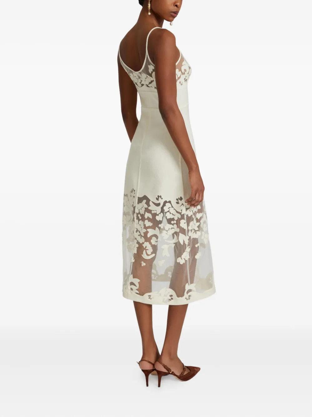 Ermanno Scervino Midi-jurk met bloemenkant Wit