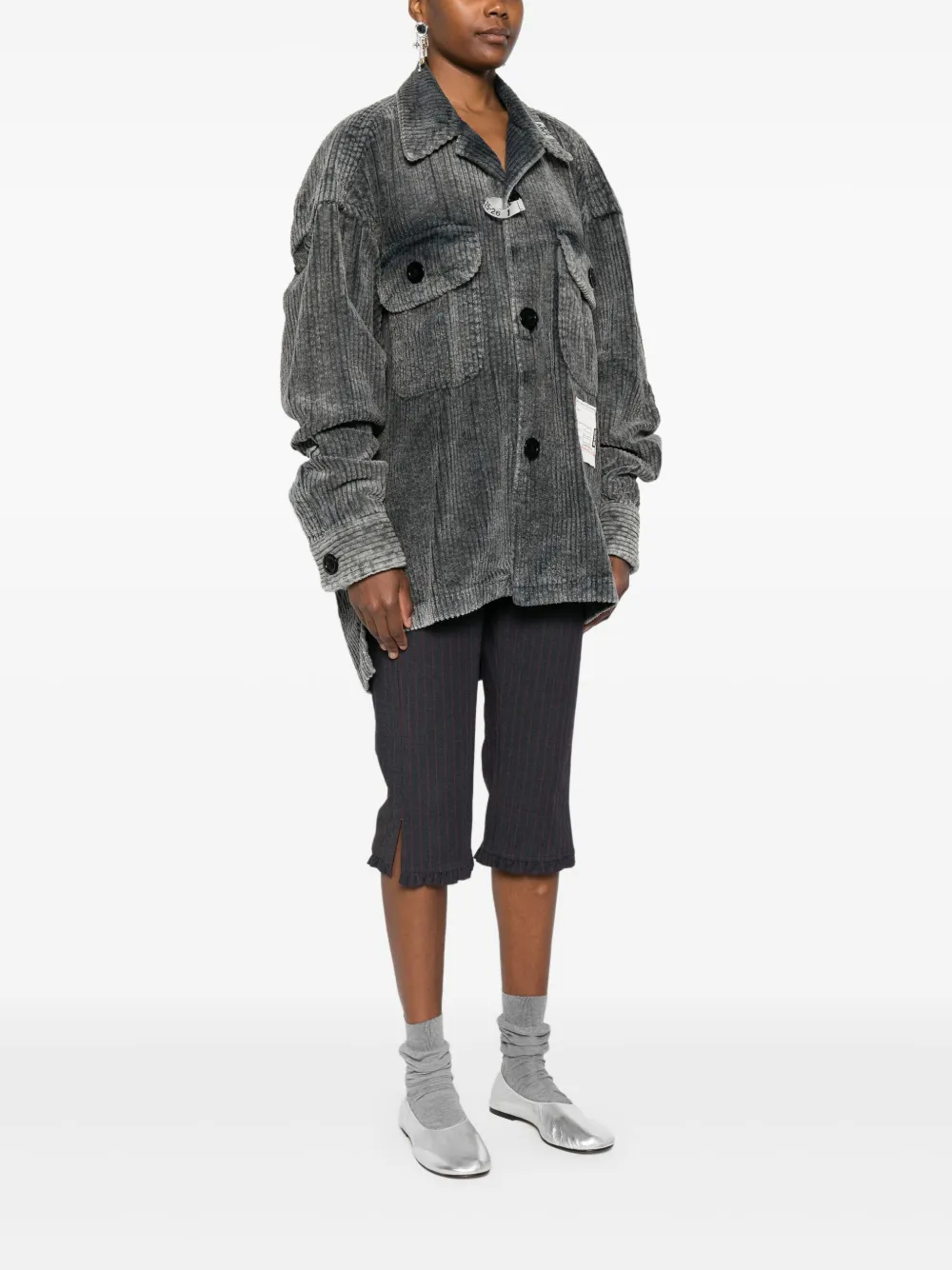 Maison MIHARA YASUHIRO 刺繍パッチ付き コーデュロイシャツ Maison MIHARA YASUHIRO: ブラック Sticker Printed