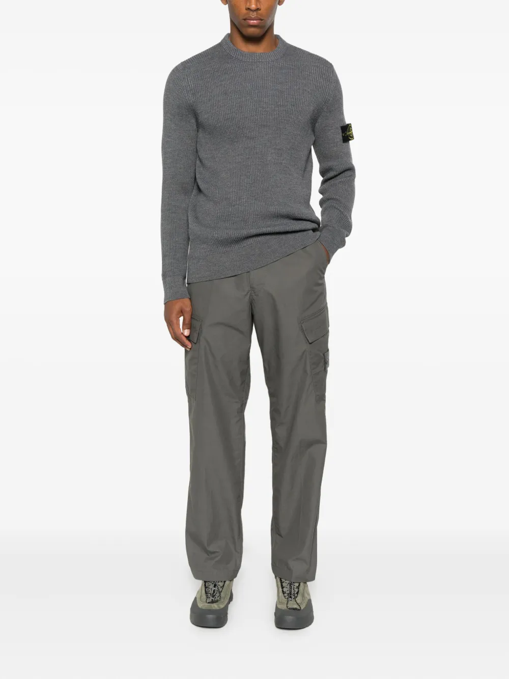 Stone Island ribbed-knit logo-patch sweater | Knitted Sweaters | Image 2