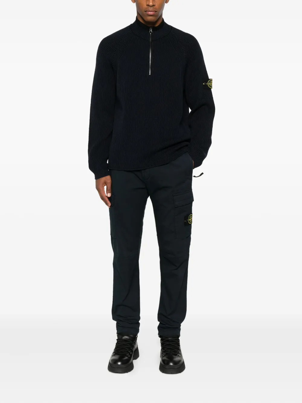 Stone Island ribbed zip-neck sweater | Knitted Sweaters | Image 2
