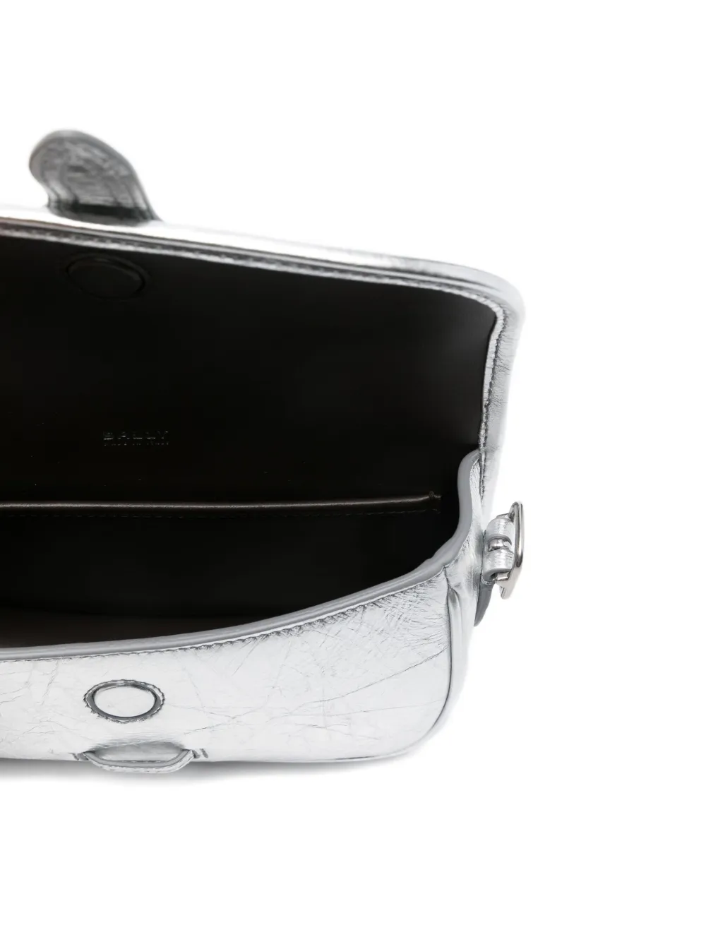 Bally Metallic leren schoudertas met omslag Zilver