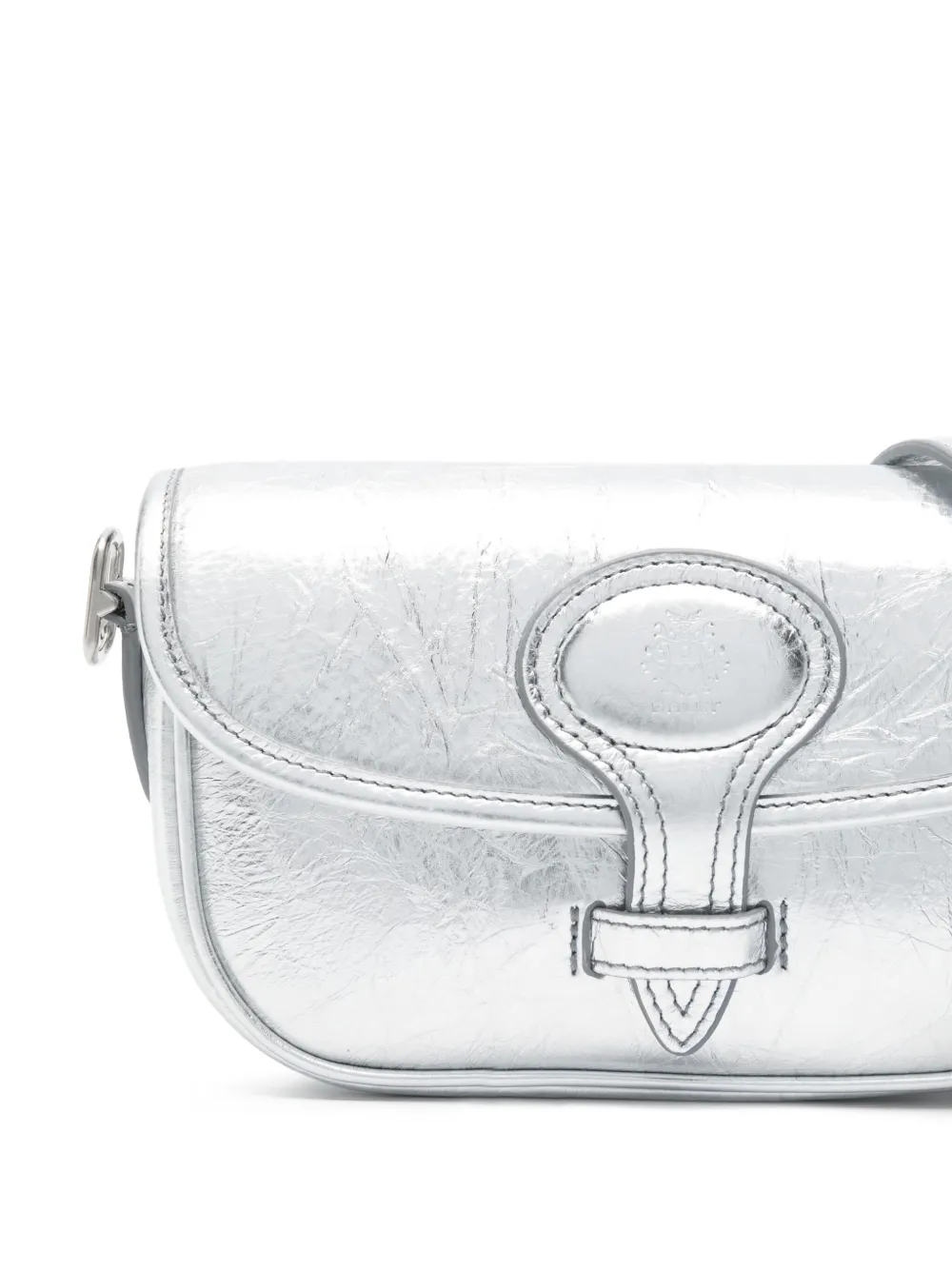 Bally Metallic leren schoudertas met omslag Zilver