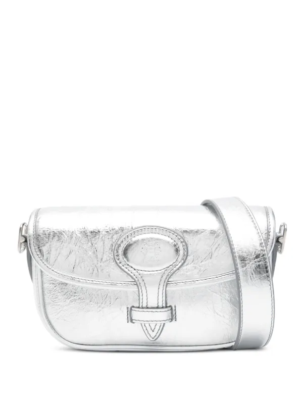 Bally Metallic-leather Flap Shoulder Bag in Silver