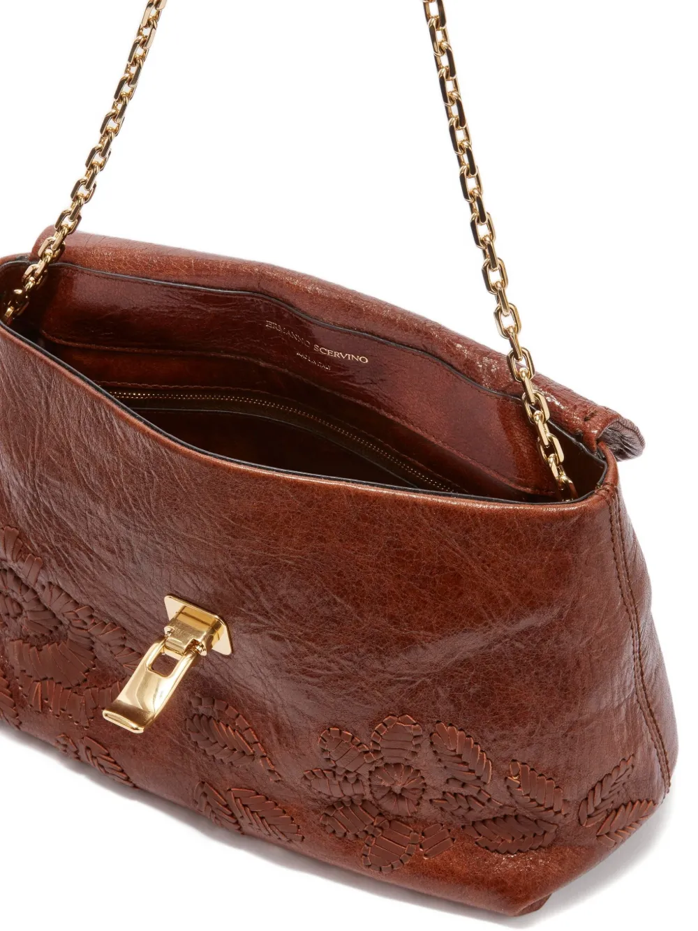 Ermanno Scervino New Joy Embroidered Shoulder Bag In Brown