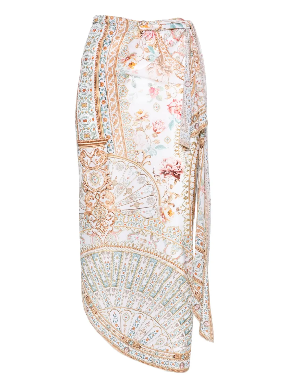 Camilla floral-print wrap beach cover-up | White | Image 1