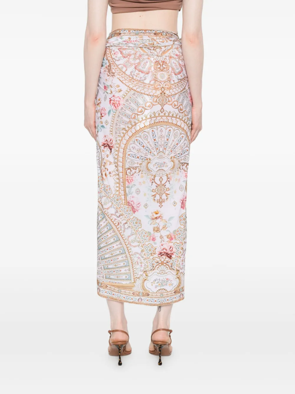 Camilla Strandjurk met bloemenprint en wikkel-effect Wit