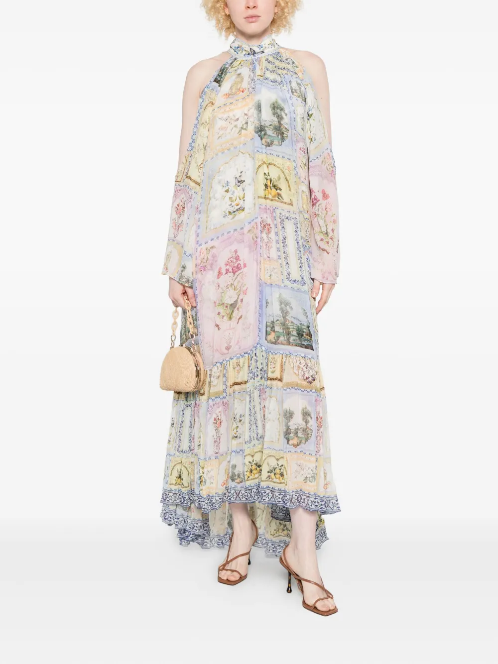 Camilla Gelaagde midi-jurk met bloemenprint - Beige