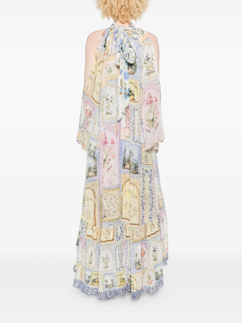 Camilla Gelaagde midi-jurk met bloemenprint Beige