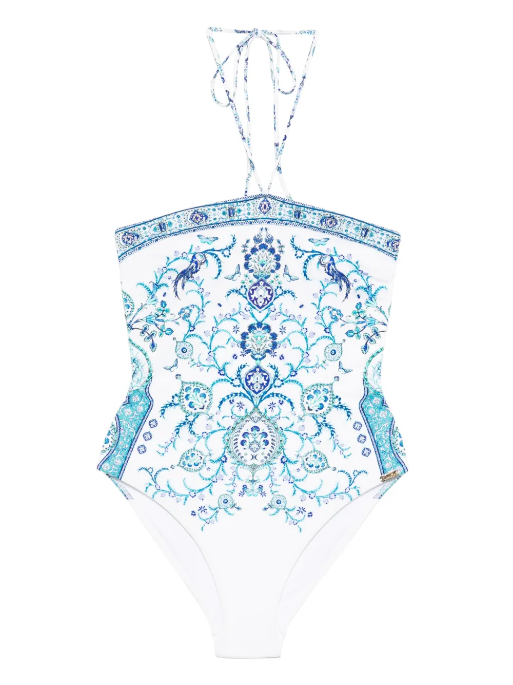 Camilla halter-neck paisley-print swimsuit | White | Image 1