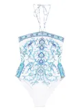 Camilla halter-neck paisley-print swimsuit - White