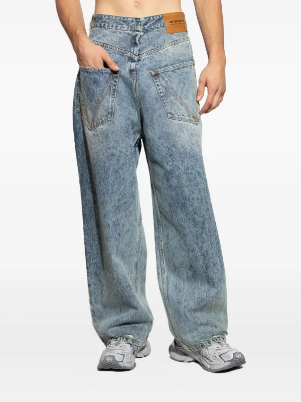 VETEMENTS Calça Jeans Wide Leg Com Efeito Destroyed | Azul