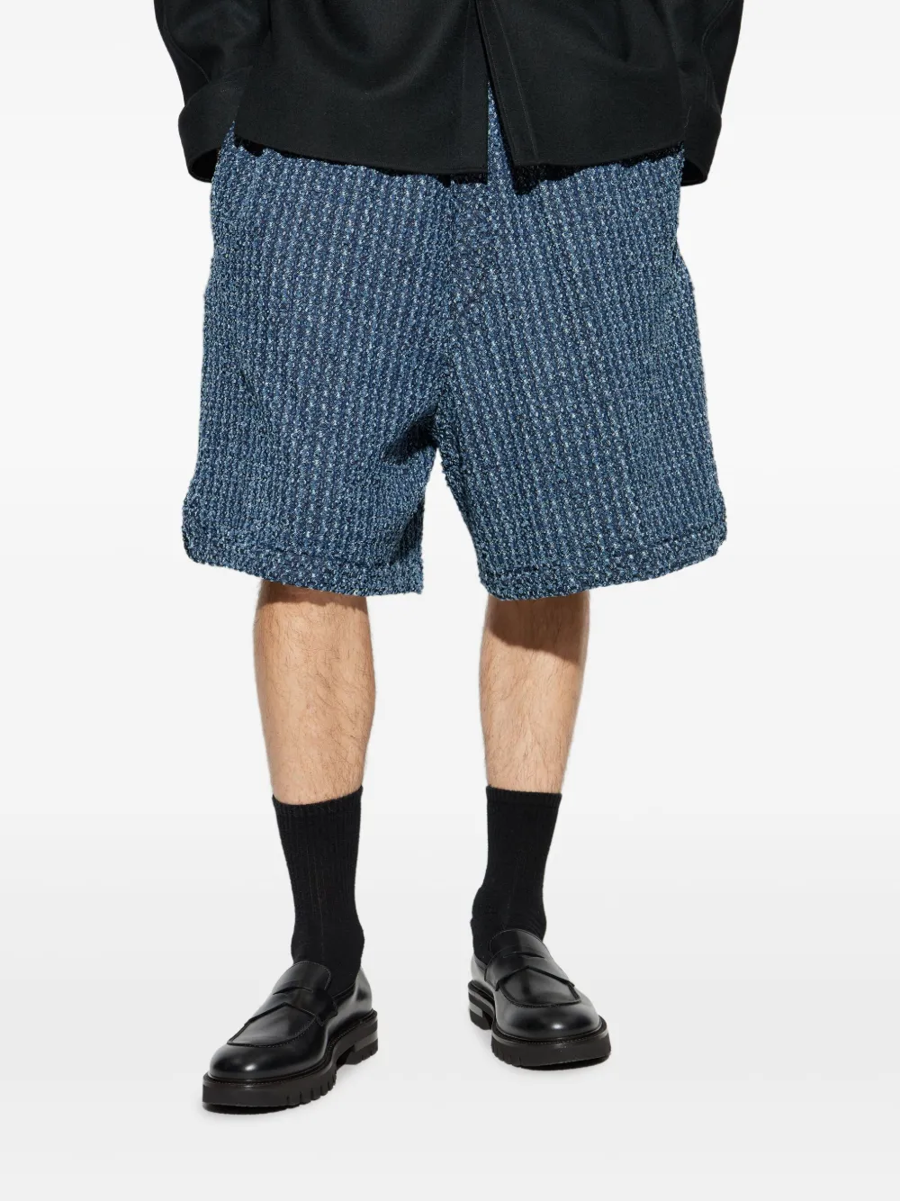 Dsquared2 Textured Denim Shorts In Blue