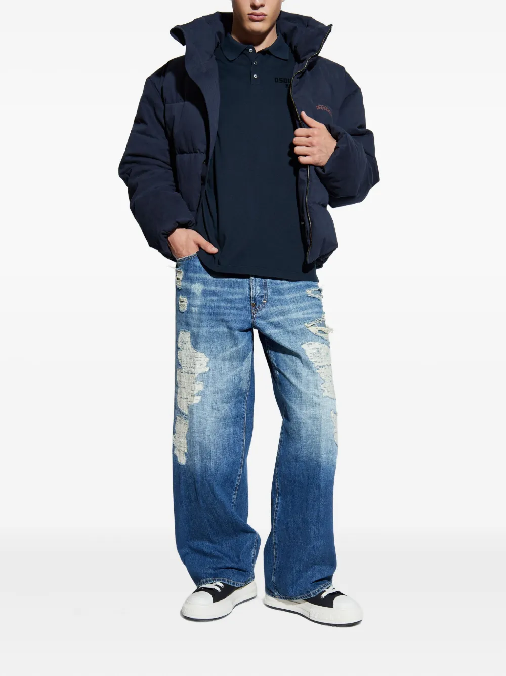 DSQUARED2 logo-print polo shirt - Blauw