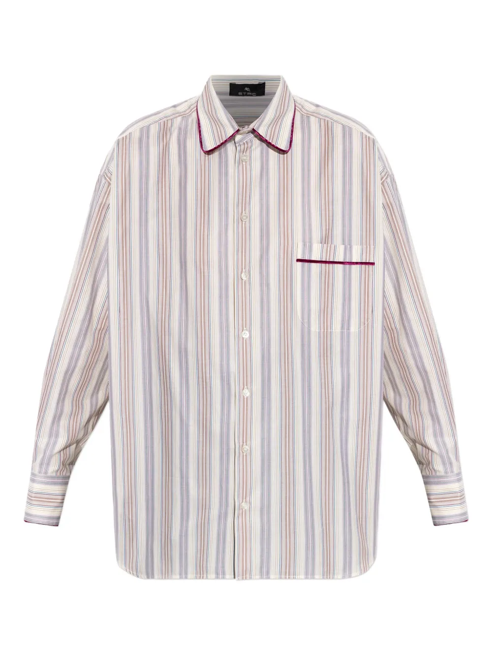 ETRO striped velvet-trimmed shirt | Neutrals | Image 1