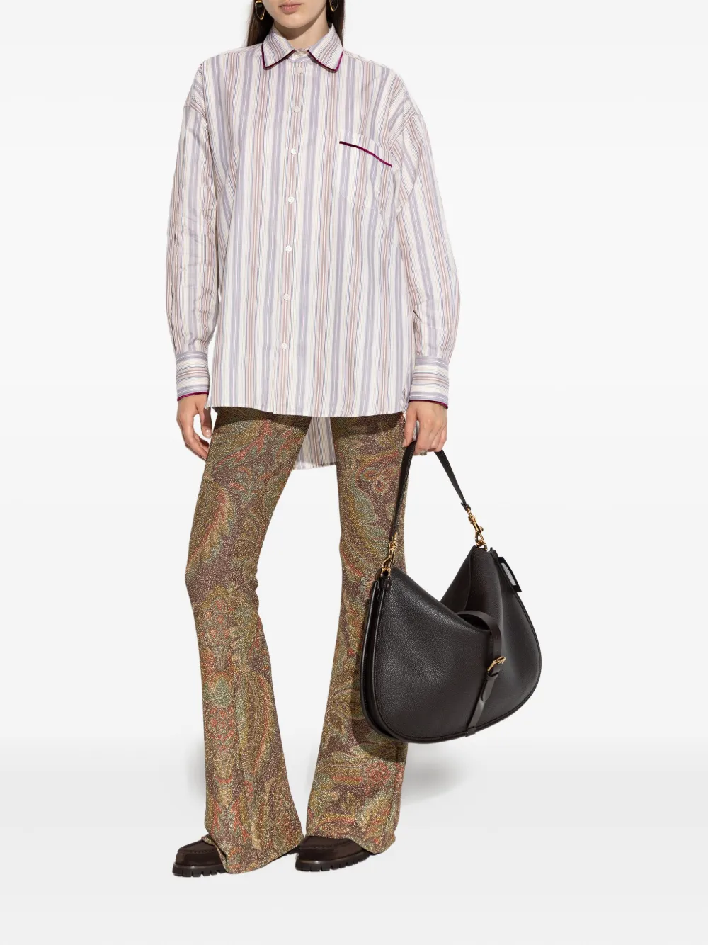 ETRO striped velvet-trimmed shirt - Beige