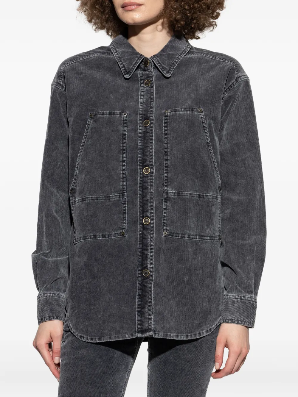 Isabel Marant Étoile Patch-pocket Corduroy Shirt In Gray