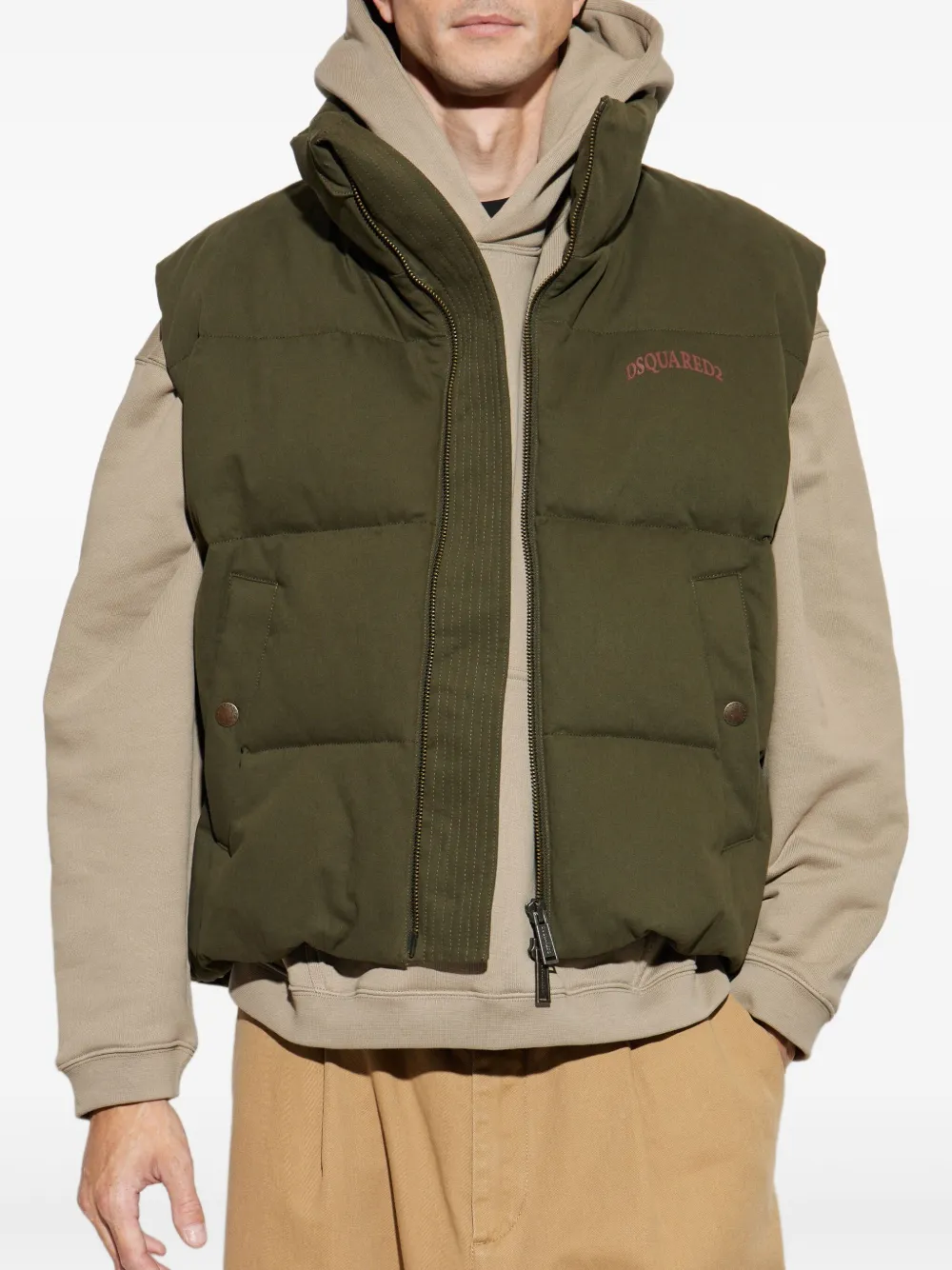 Dsquared2 Sleeveless Down Jacket In Green