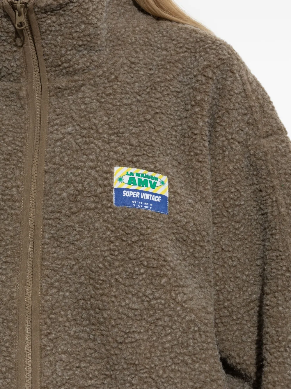 American Vintage Hoktown Teddy Zip-up Coat In Brown