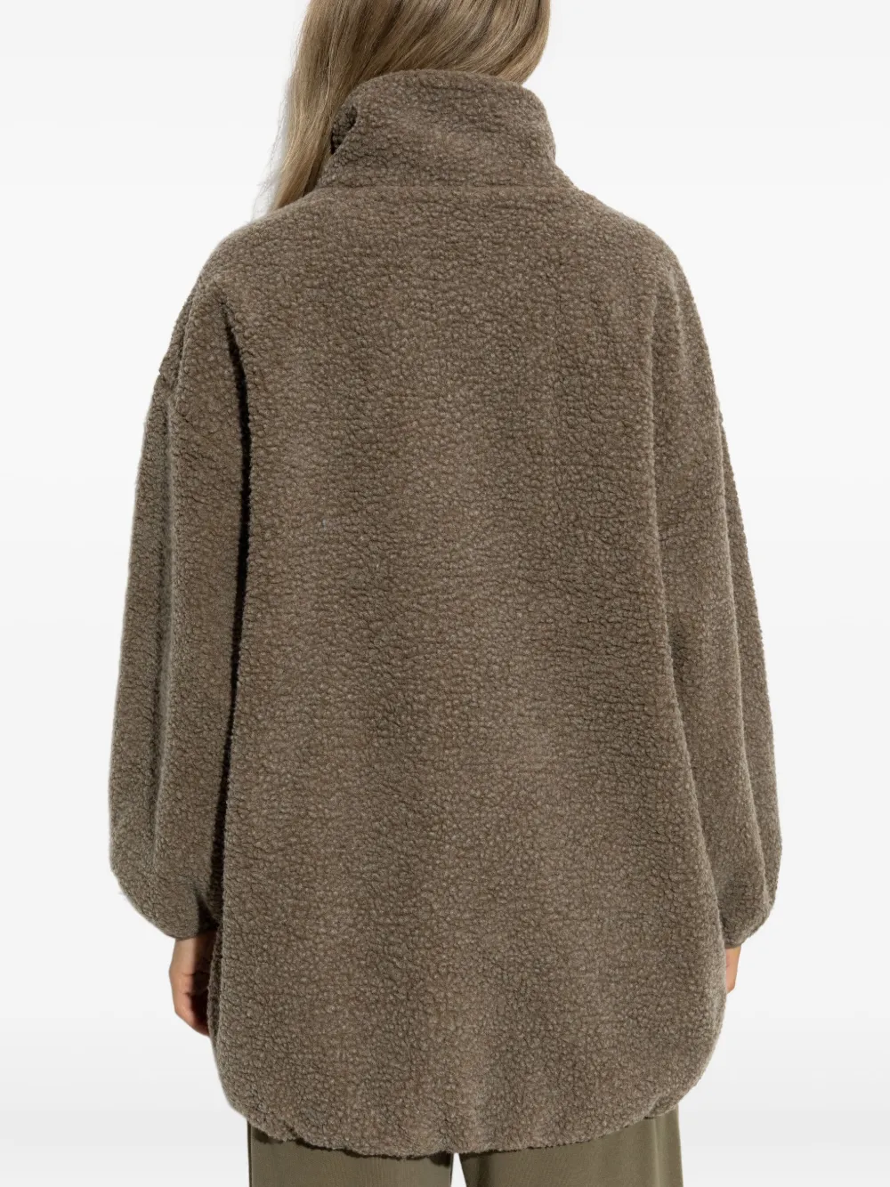 American Vintage Hoktown Teddy Zip-up Coat In Brown
