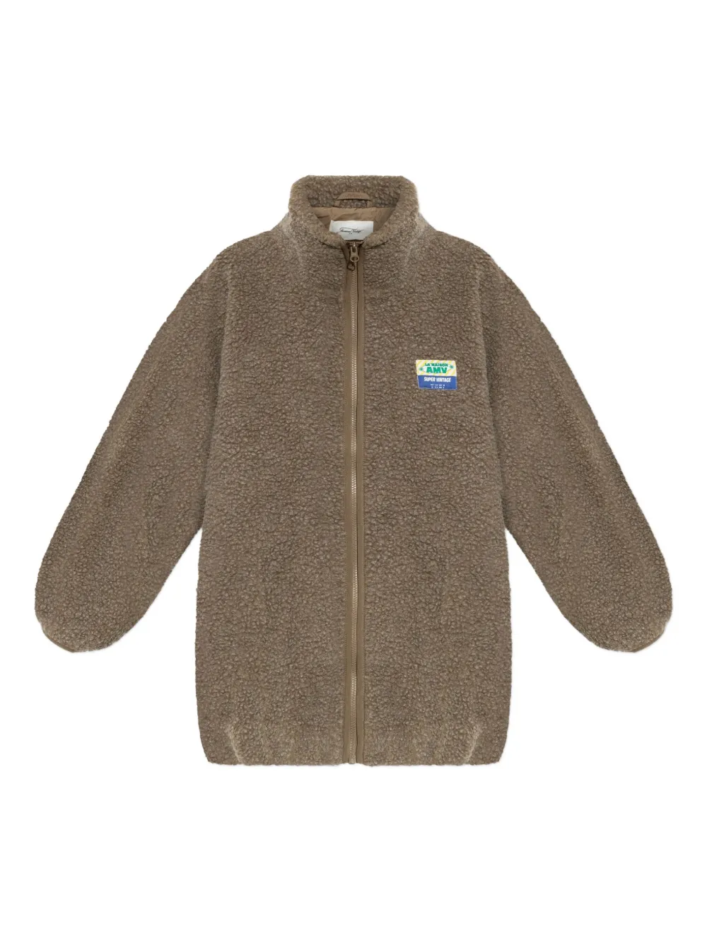 American Vintage Hoktown teddy zip-up coat | Brown | Image 1