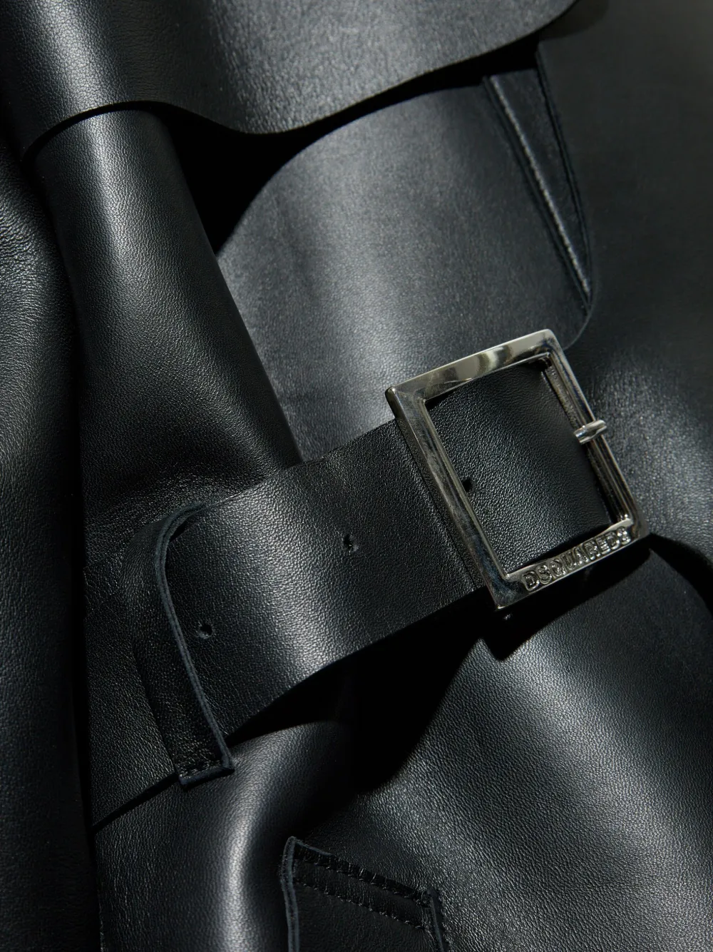 DSQUARED2 Leren trenchcoat met ceintuur Zwart