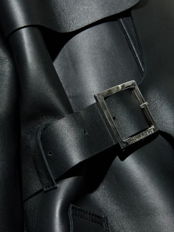 美品 DSQUARED 2 レザー トレンチコート 黒