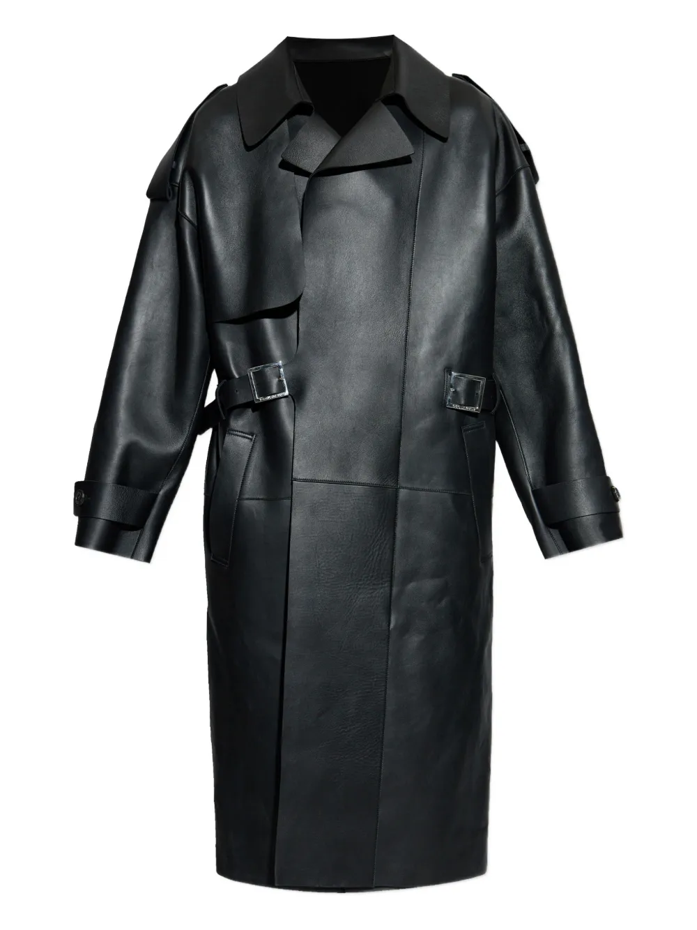 DSQUARED2 belted trench leather coat | Black | Image 1