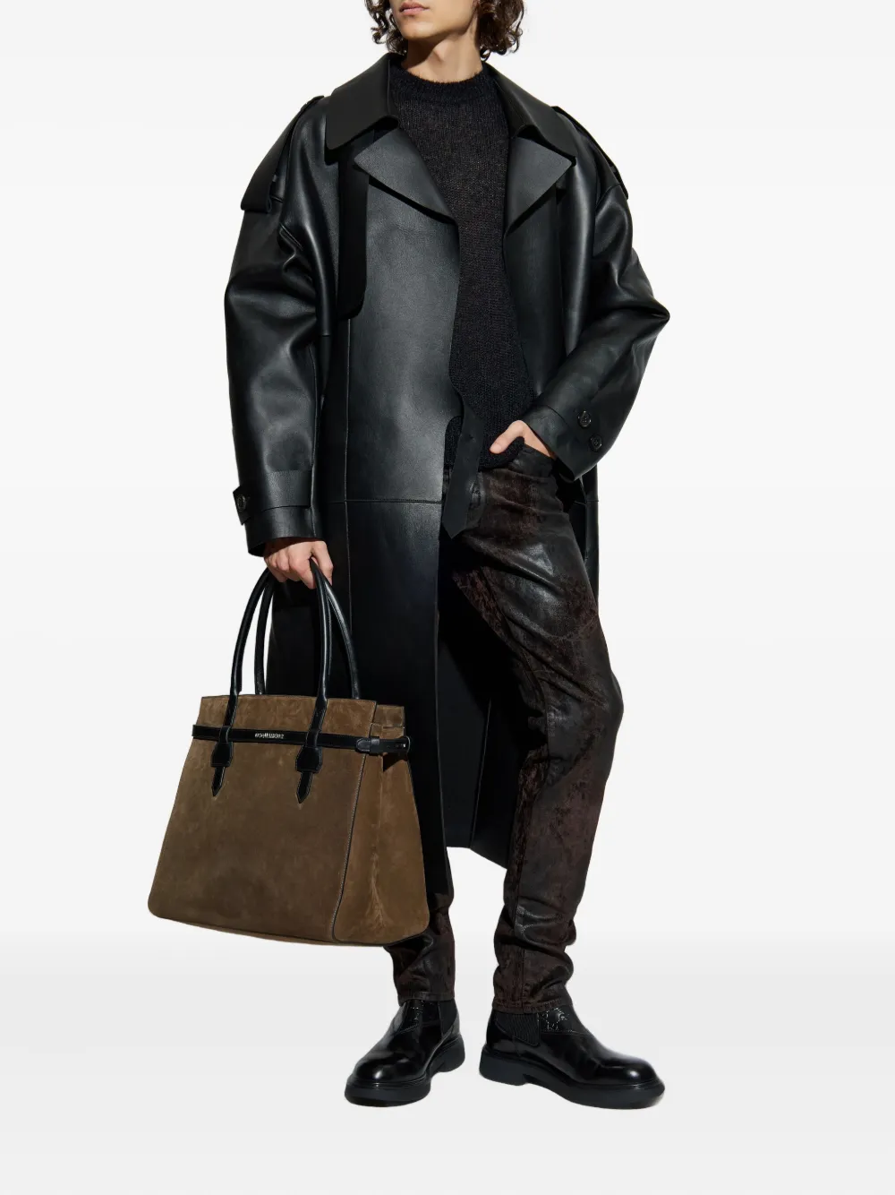 DSQUARED2 belted trench leather coat | Leather Coats | Image 2
