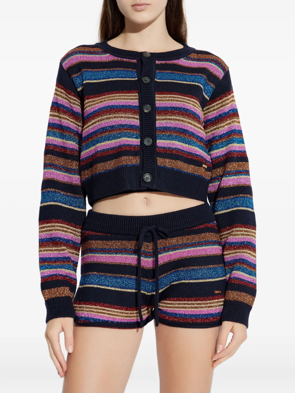 Dsquared2 Striped Button-up Cardigan In Black