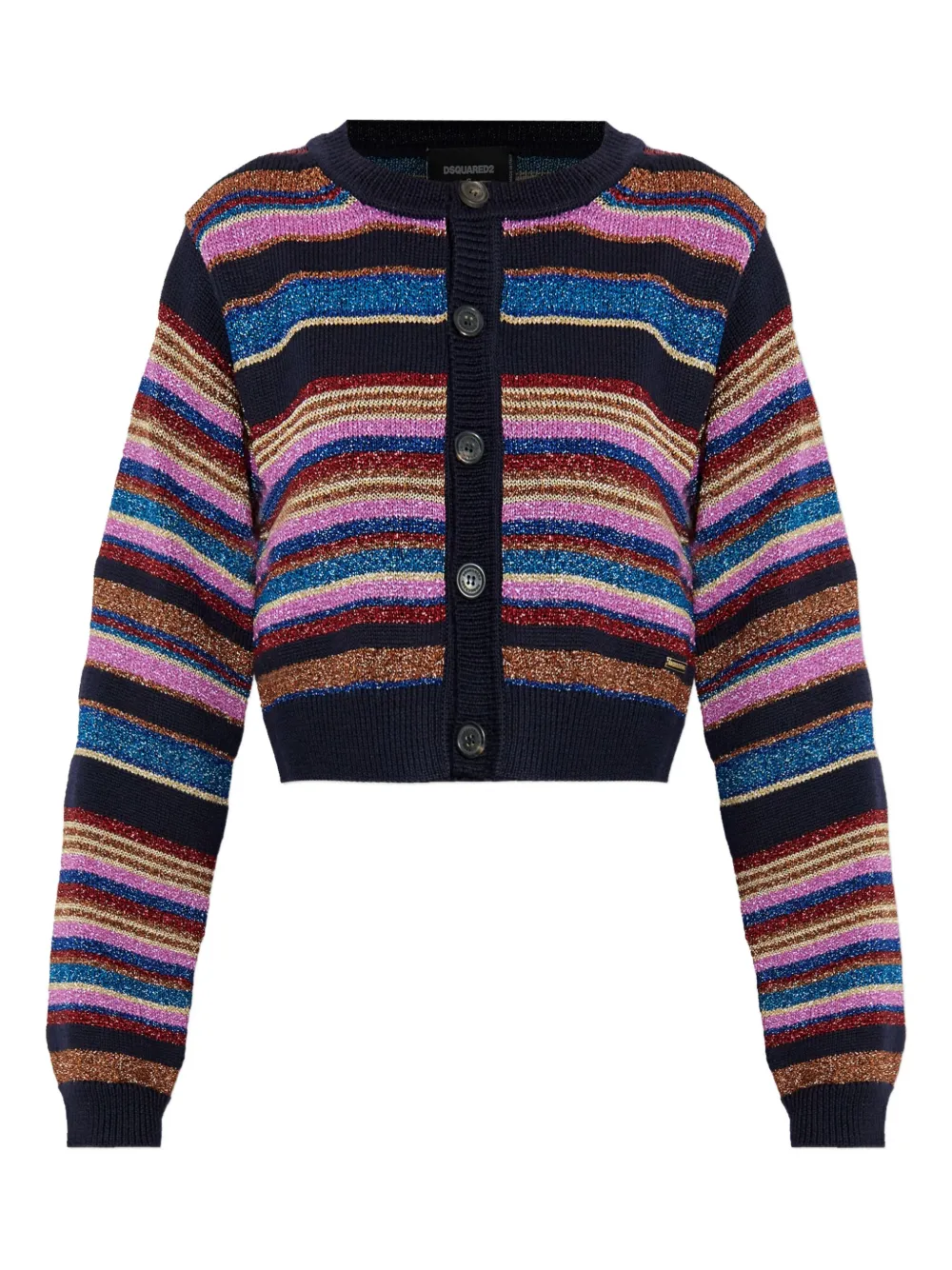 Dsquared2 Striped Button-up Cardigan In Black