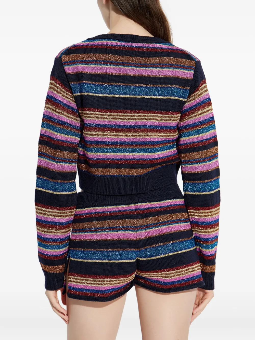 Dsquared2 Striped Button-up Cardigan In Black