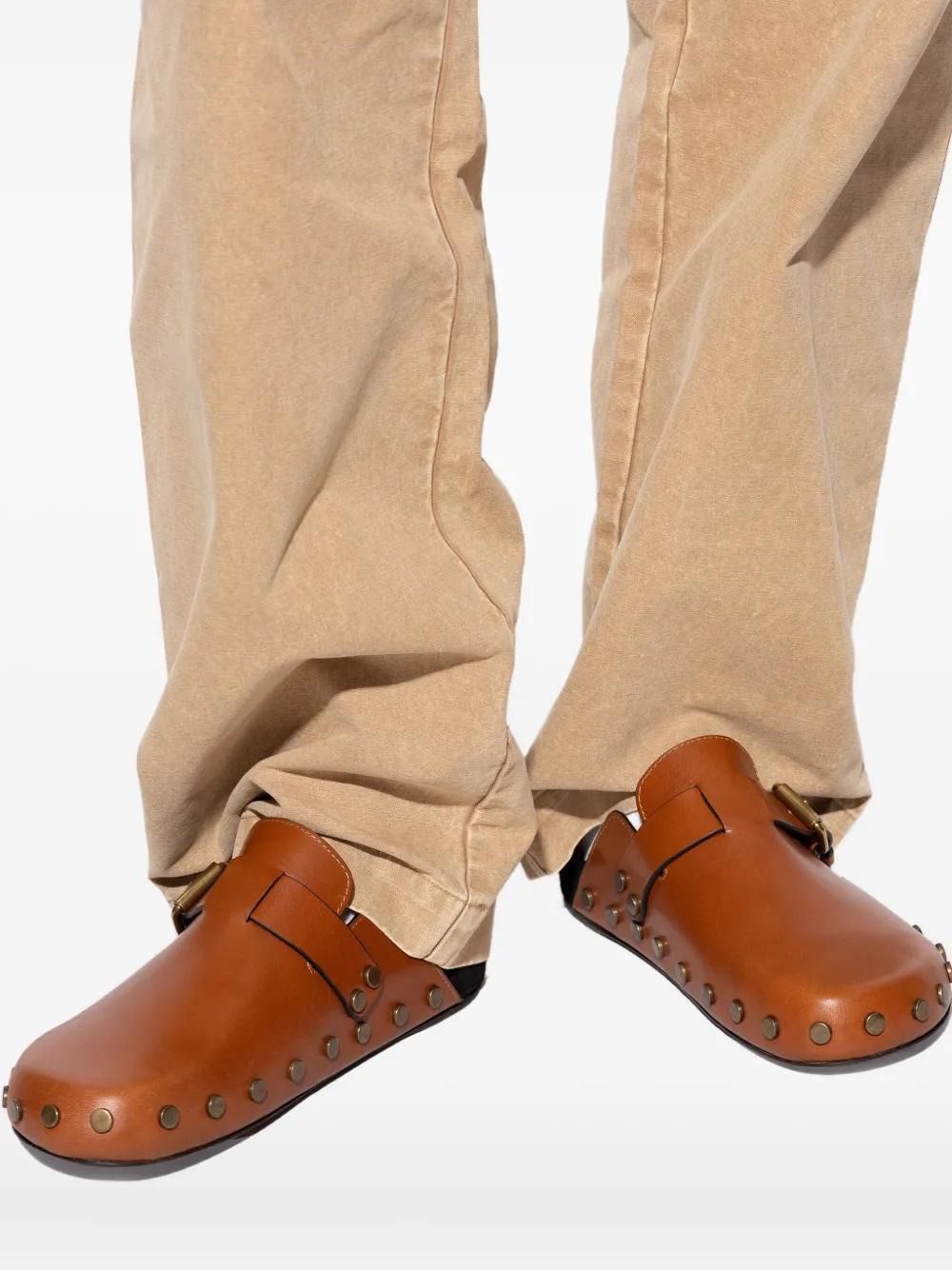 ISABEL MARANT buckle-fastening studded clogs Brown