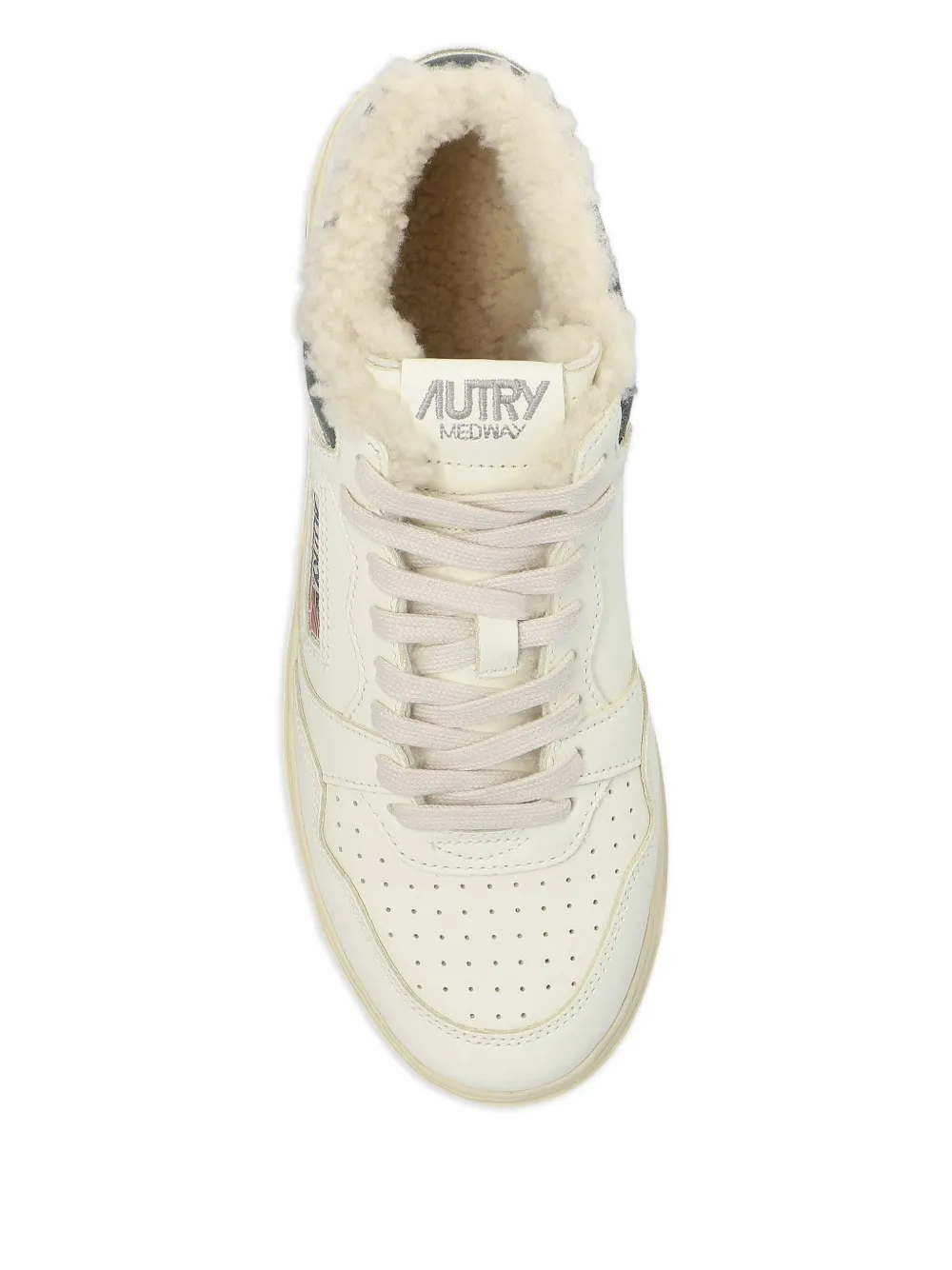 Autry Shearling-lined Leather Sneakers In White