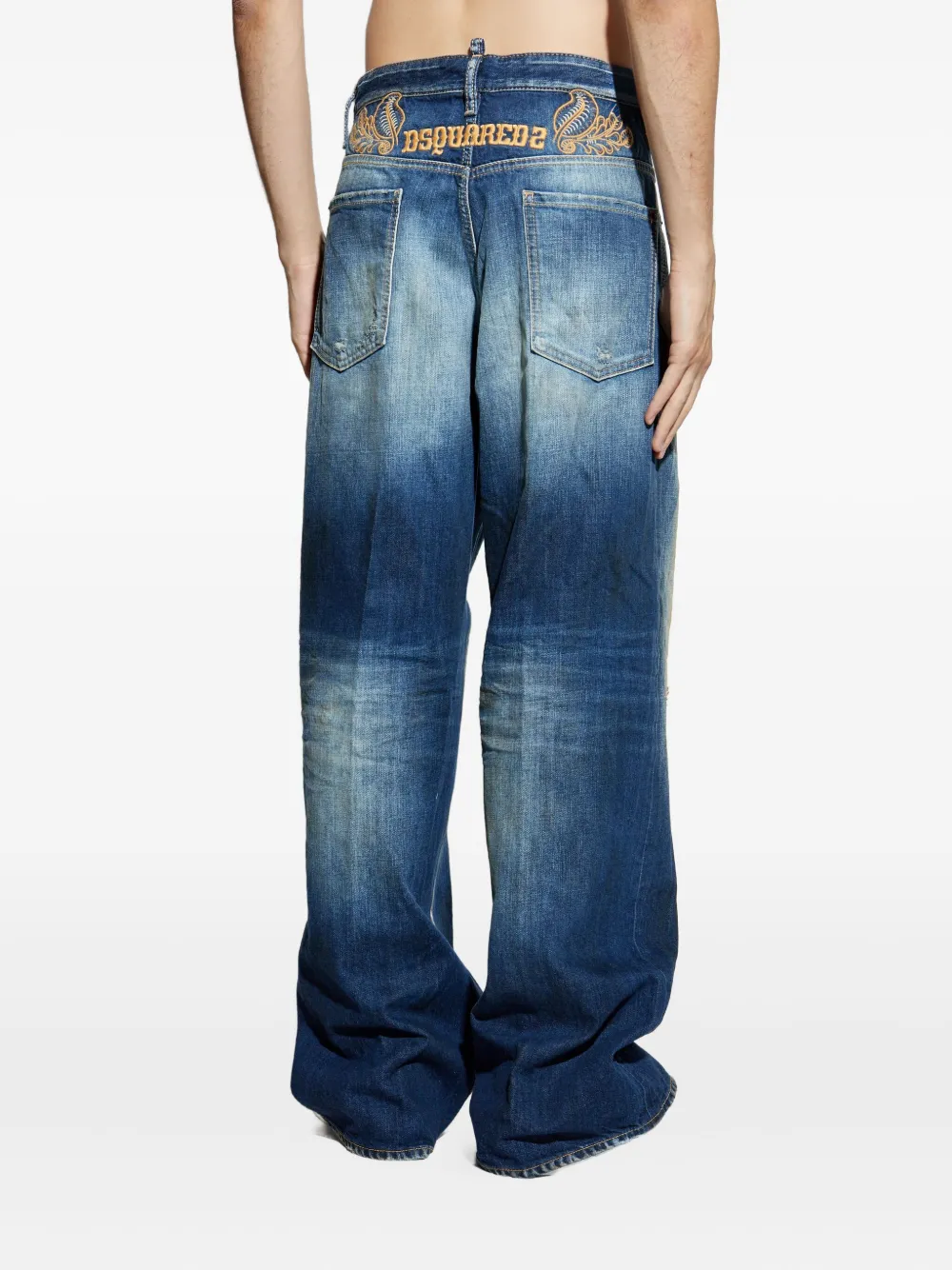 Dsquared2 Relaxed Fit Distressed Trousers Pockets In Blue