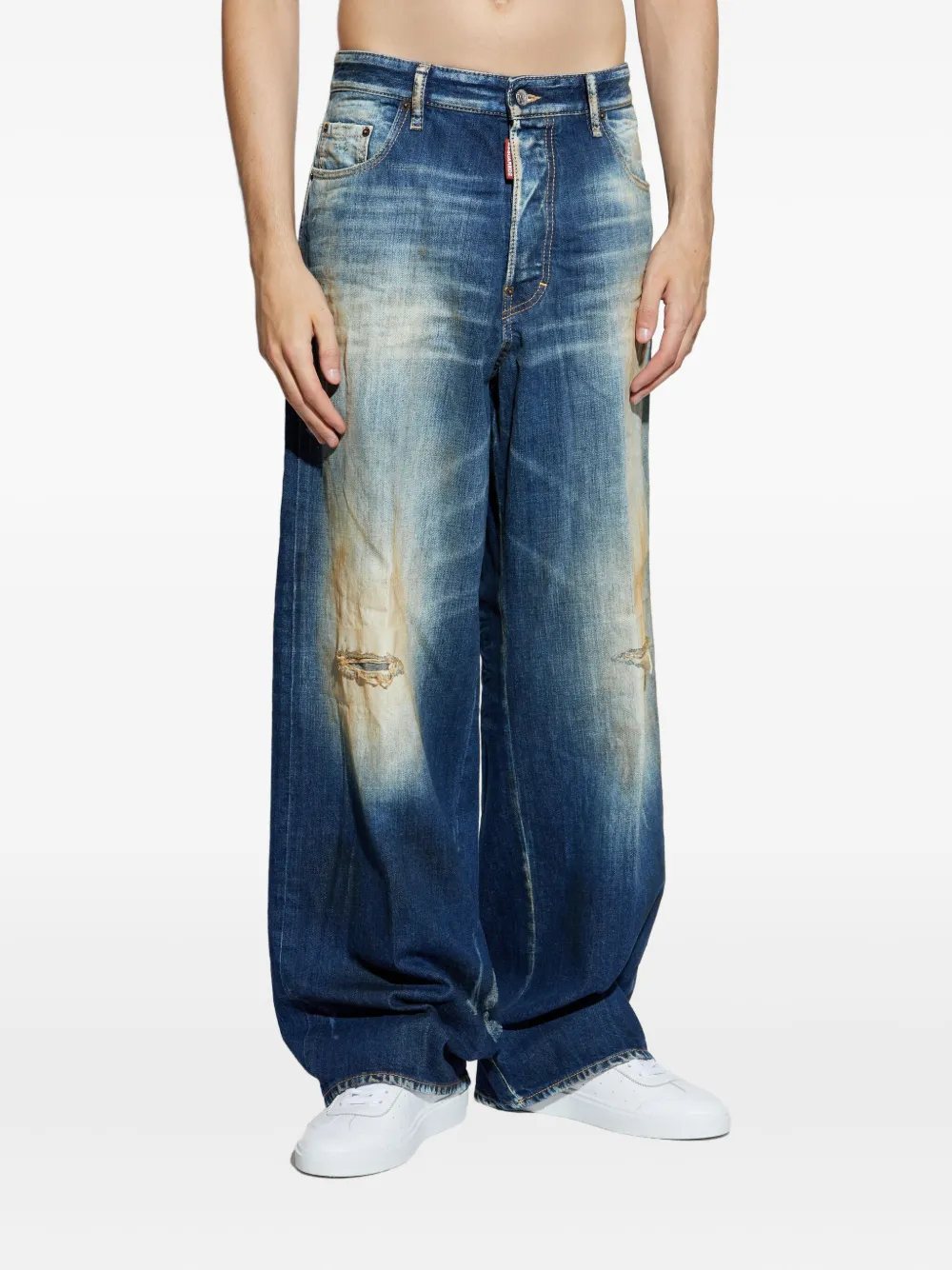 Dsquared2 Relaxed Fit Distressed Trousers Pockets In Blue