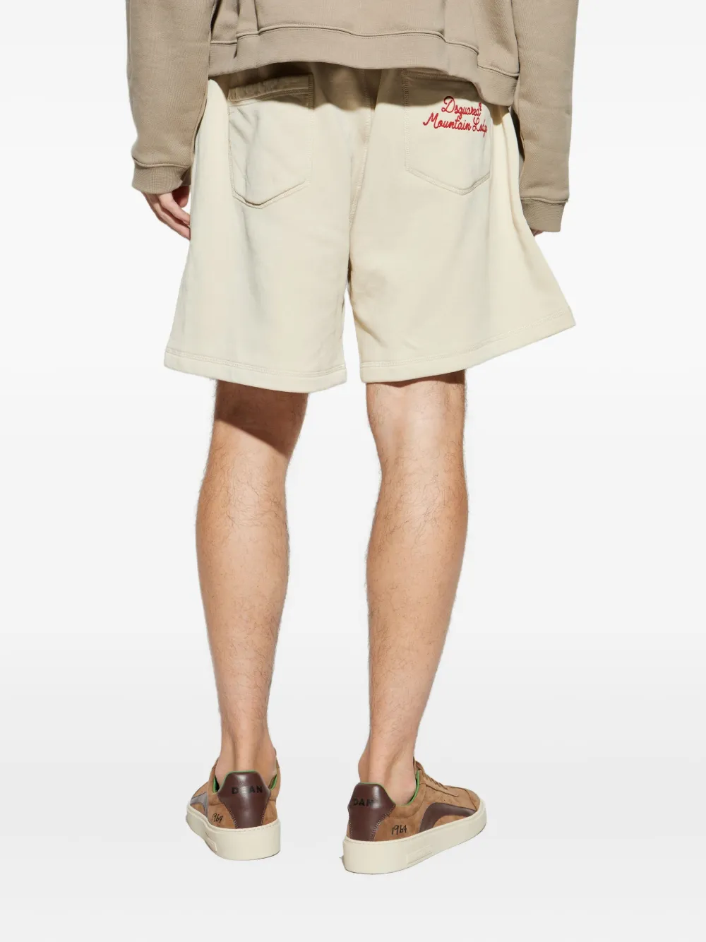 Dsquared2 Logo-embroidered Track Shorts In Neutral