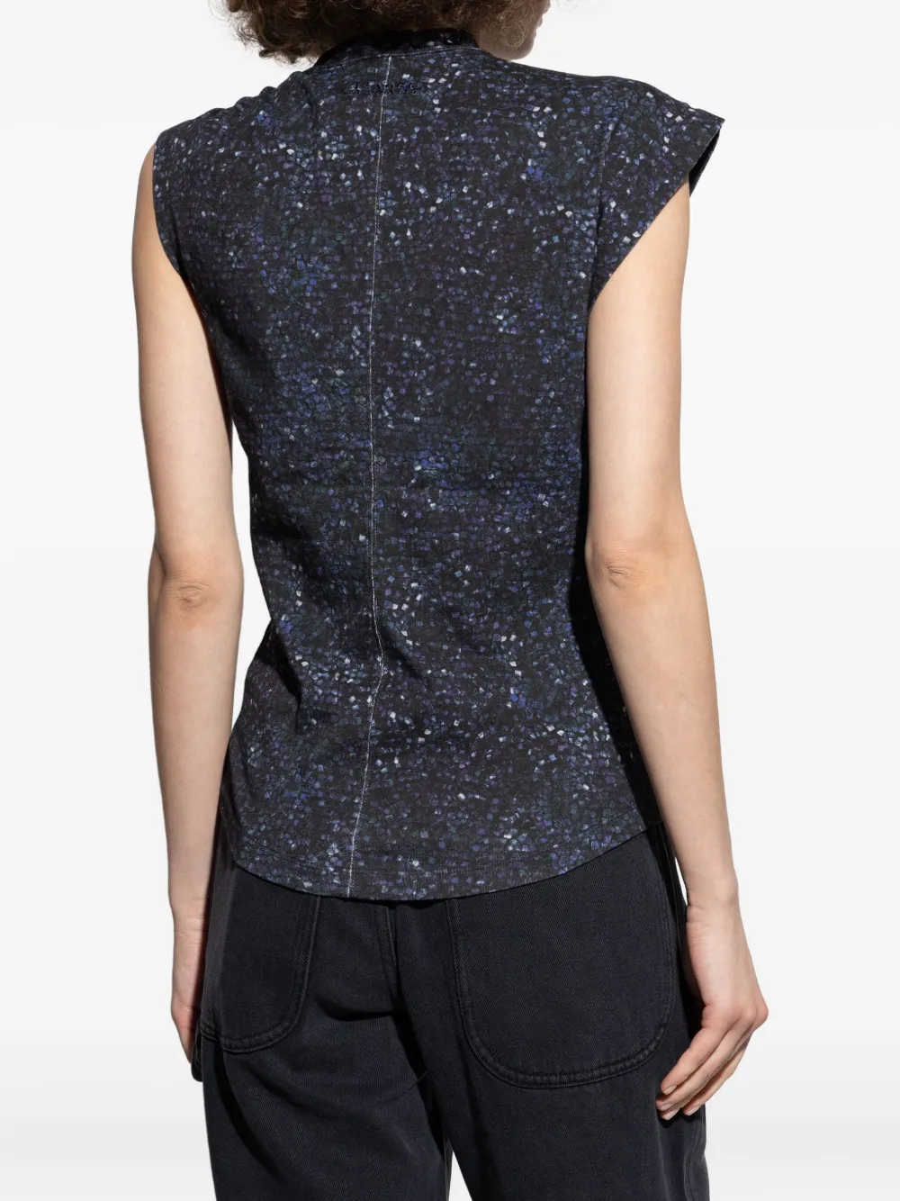 Isabel Marant Nayda Asymmetrical T-shirt With Midnight Blue Print Women In Blue