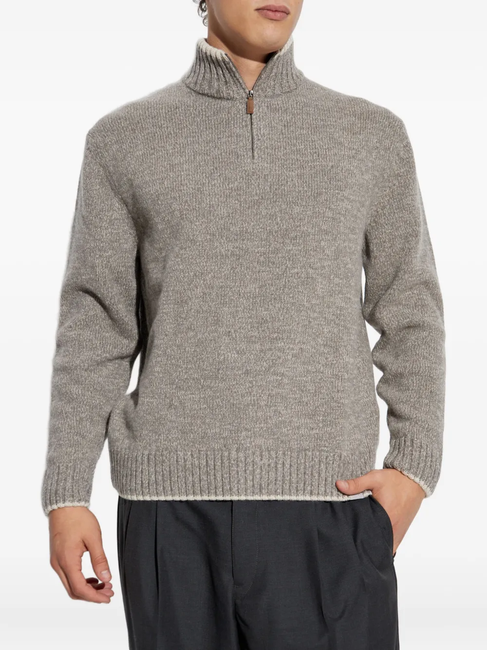 Paul & Shark Wool Cashmere Half Zip Sweater In Gray