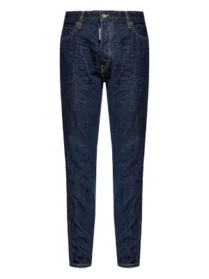 メンズ DSQUARED2 ダークブルー ストレートジーンズ 5ポケット