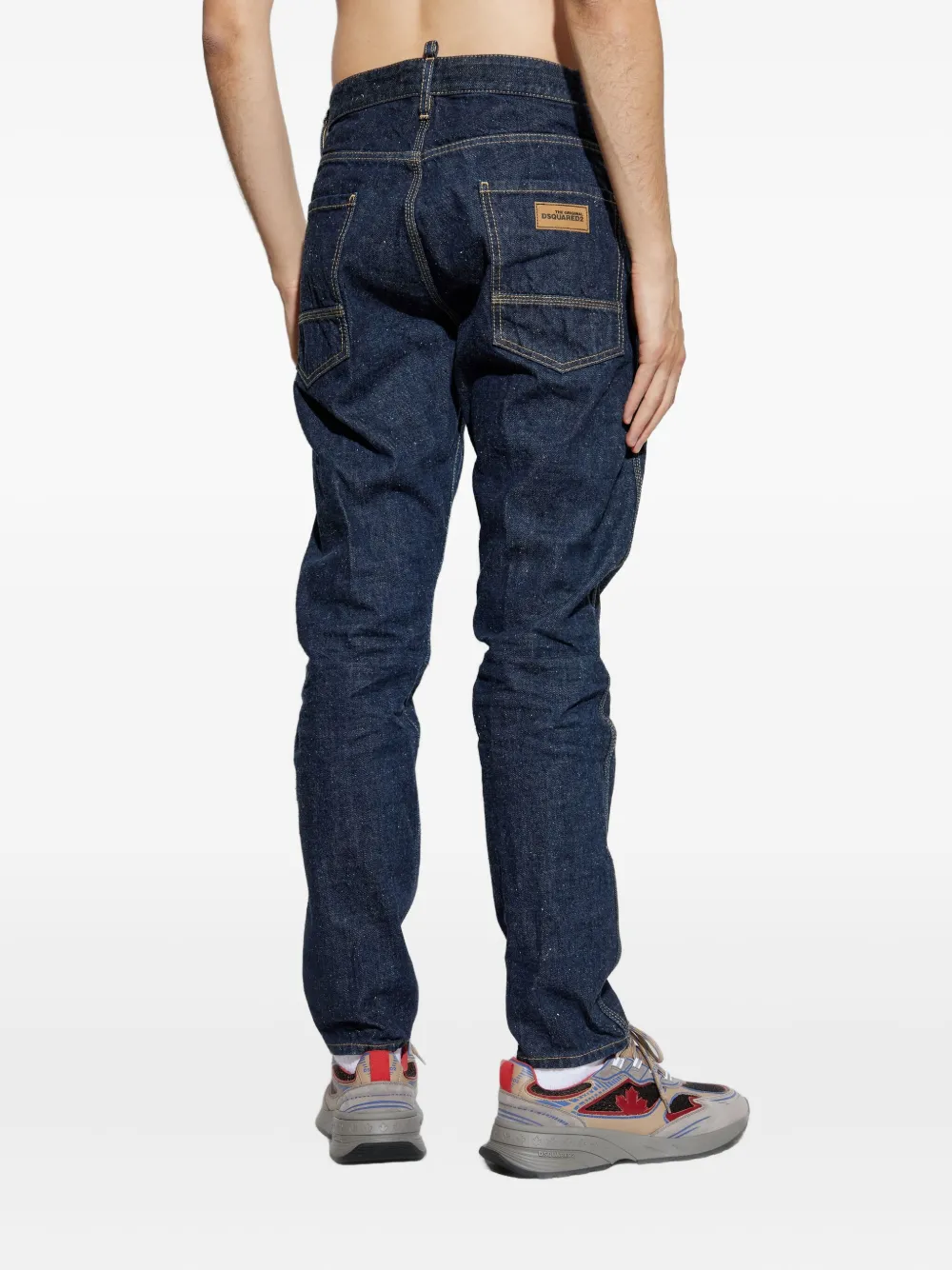 Dsquared2 Straight Leg Five-pocket Trousers With Contrast Stitching In Blue